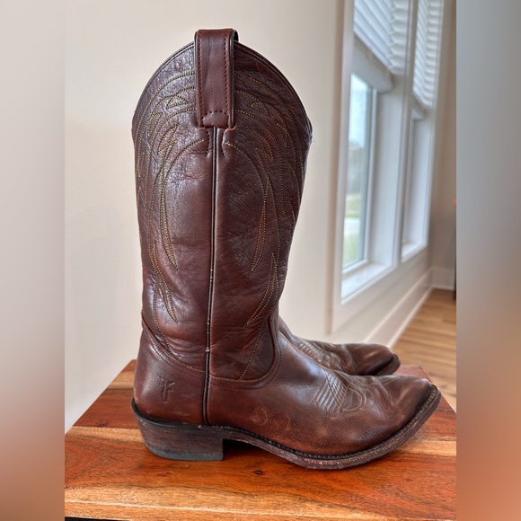 Vintage Frye Billy Pull On Western Boots Roper 87689 Leather Brown Mens Size 10D - Picture 4 of 10